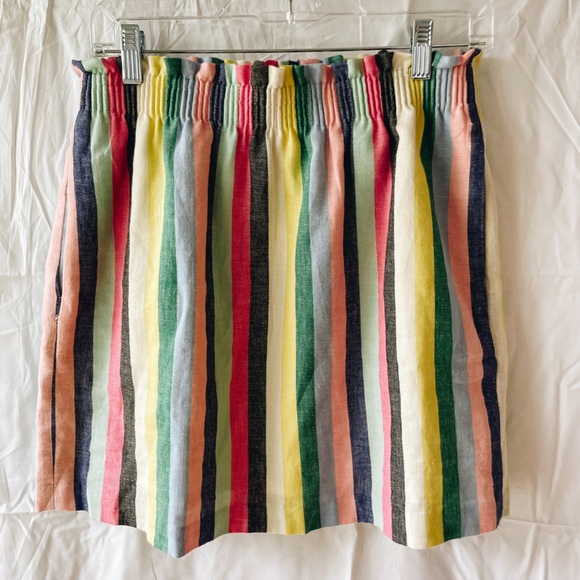 J. Crew Factory Colorful Rainbow Striped Pull On Linen 6 Excellent Condition - Picture 2 of 3